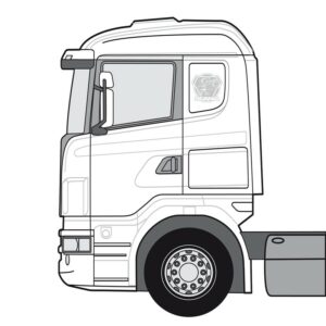 Scanialogo med griff, konturskjært - Sølv