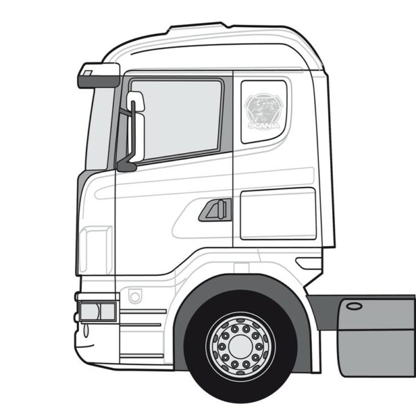 Scanialogo med griff, konturskjært - Sølv