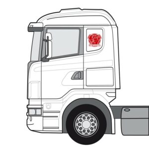 Scanialogo med griff, konturskjært - Rød