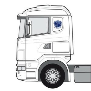 Scanialogo med griff, konturskjært - Blå