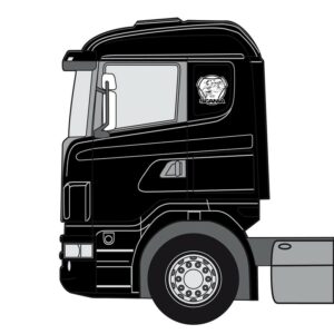 Scanialogo med griff, konturskjært - Hvit