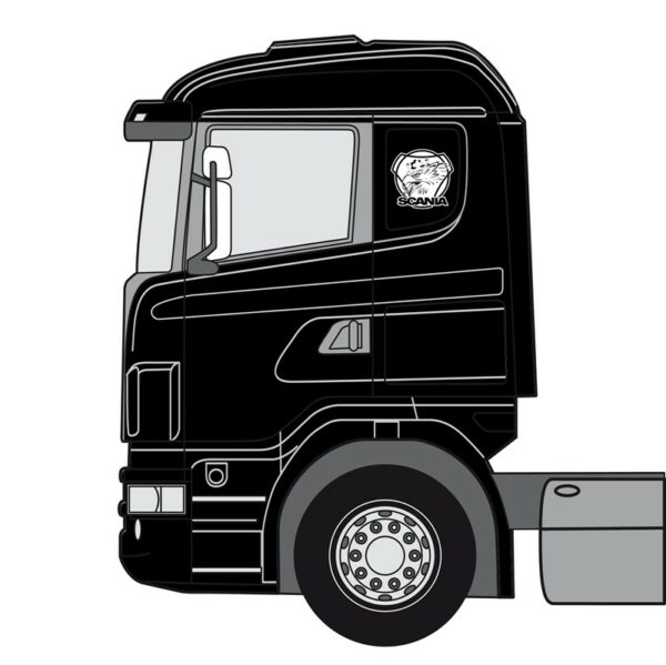 Scanialogo med griff, konturskjært - Hvit
